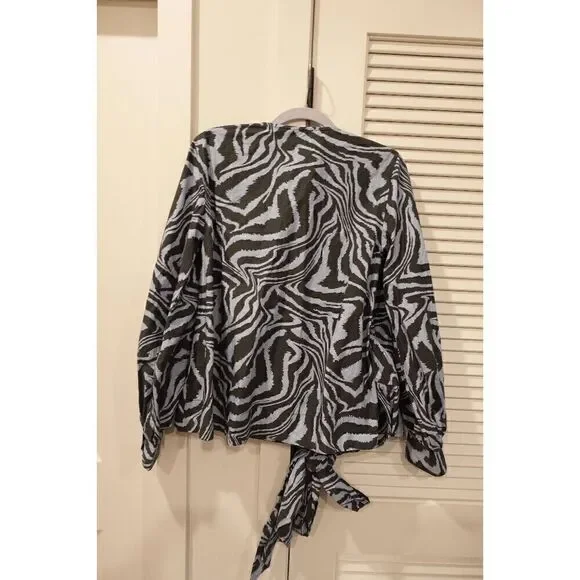 GANNI Printed Cotton Poplin Top In Forever Blue Size 36 - Picture 2 of 12